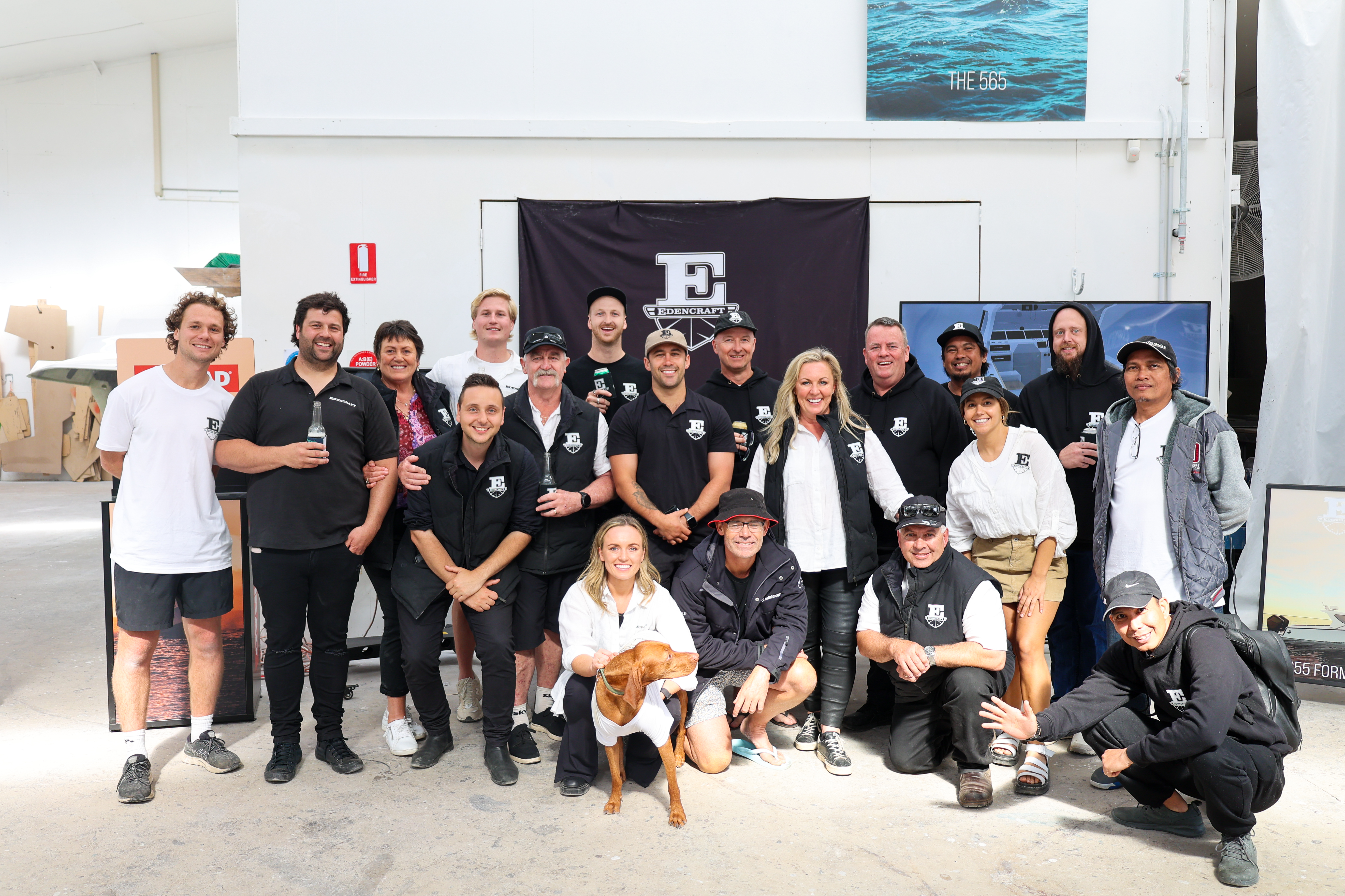 Edencraft crew and staff group photo on the factory floor